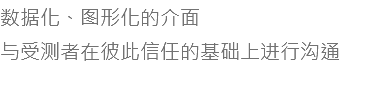 数据化、图形化的介面 与受测者在彼此信任的基础上进行沟通 